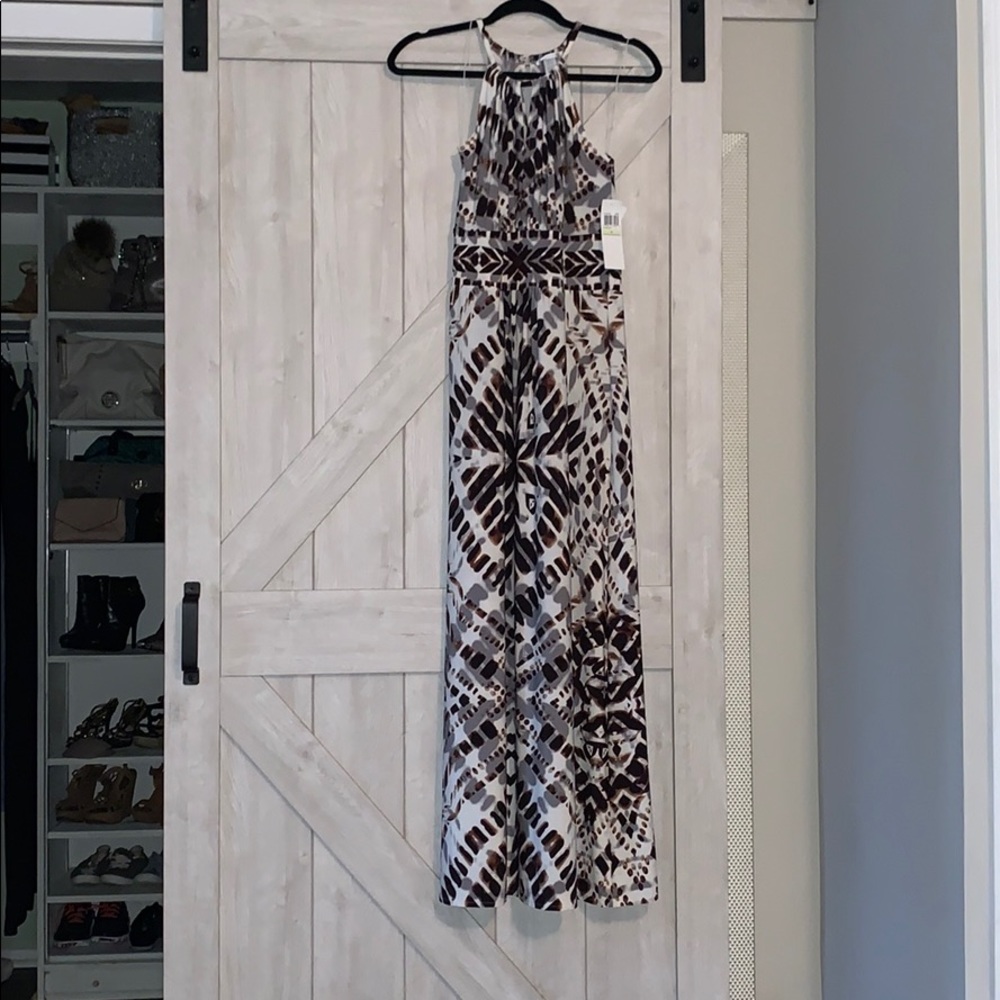 white/brown/black dress